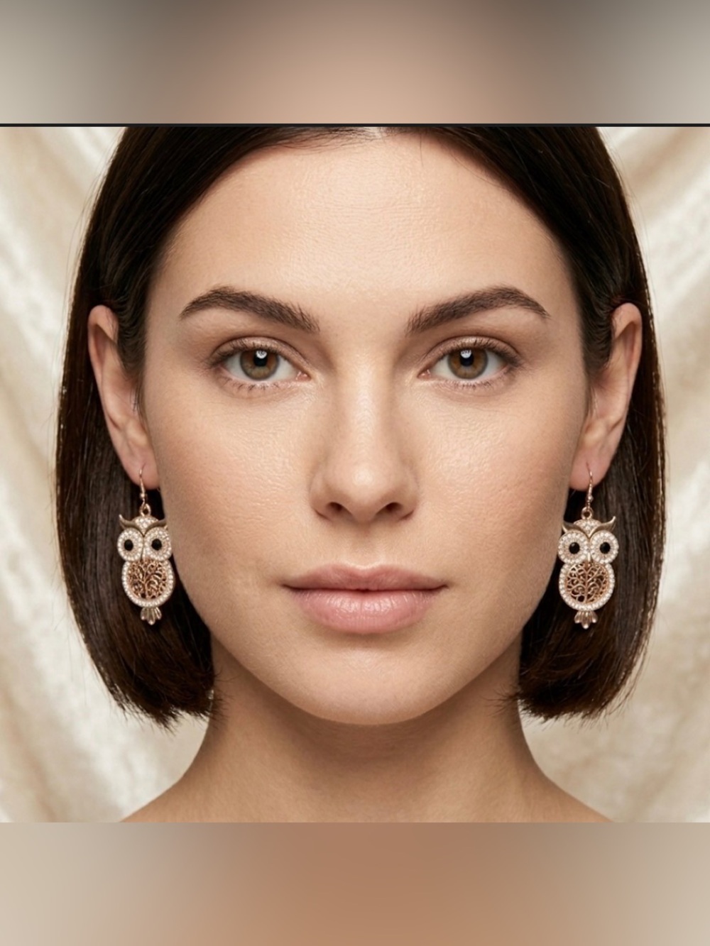 Gold Tone Owl Earrings